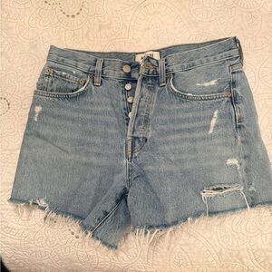 Agolde Parker long short. Distressed light blue.